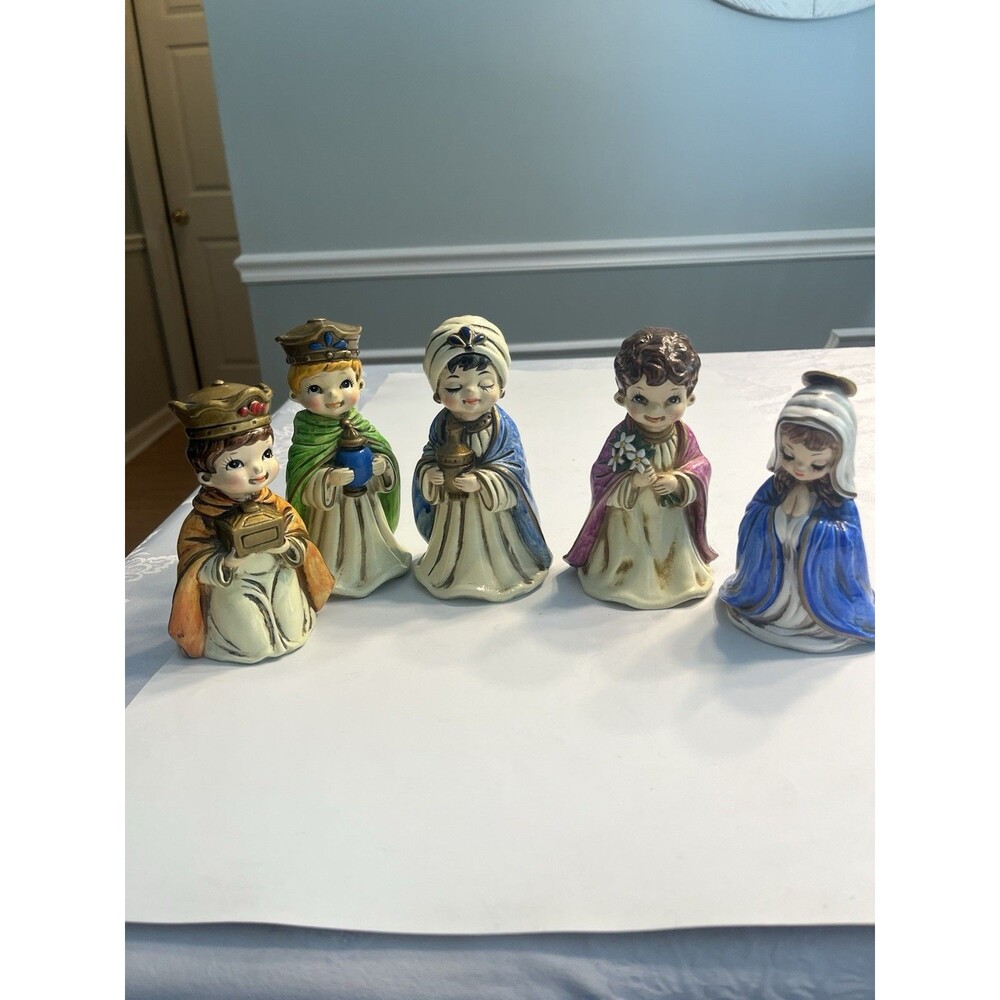 5pc Josef Originals Nativity Wise Men Joseph Angel Figurines Japan Vtg